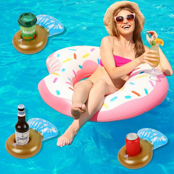 6 oppustelige ringkopholdere til poolparties, flydende dekorationer til polterabender, tilbehør til voksne i poolen