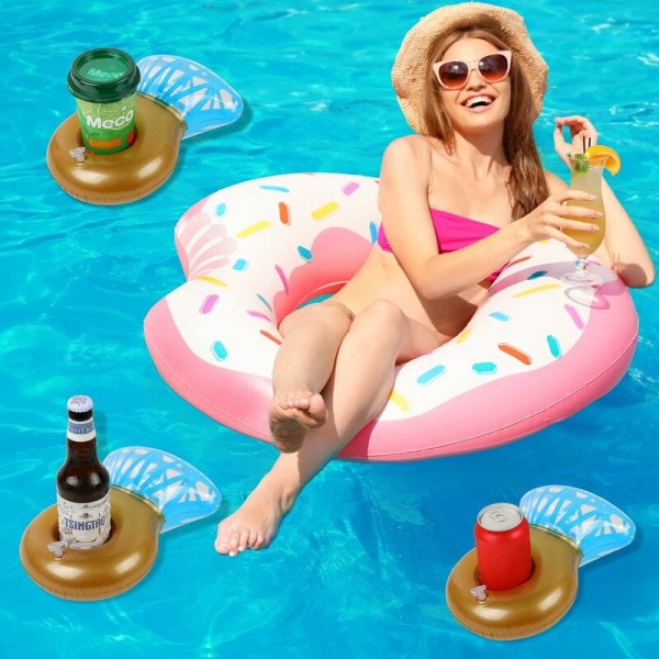 6-pack oppustelige ringkopholdere til poolfester Flydende dekorationer til polterabend Tilbehør til pool til voksne