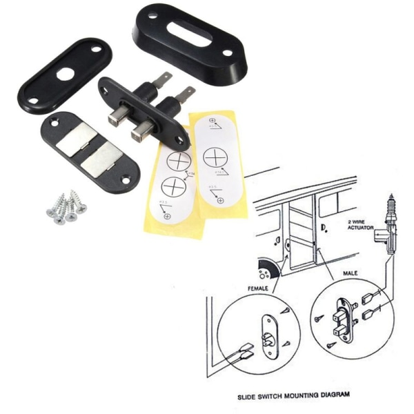 Svart skyvedørkontaktbryter for bilalarm Bil sentral låsing for T4
