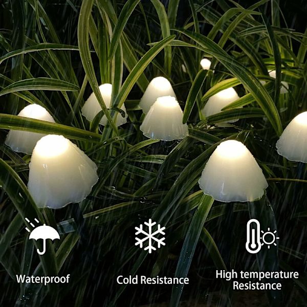 Utendørs solcellelysslynge, 5M 20LED solcellelysslynge utendørs varm hvit utendørs solcellelyspære 8 moduser vanntett for hager, gårdsplasser, plener, ferie