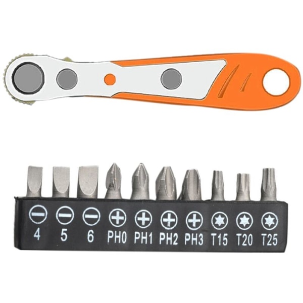 Magnetic Screwdriver Set, 11 Pieces, 110mm, Mini Ratchets and with 1/4 Inch, 10 Models, Screwdriver Bits