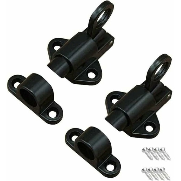 2-pack självlåsande dörrlås, fjäderbelastad spärr, automatiskt dörrlås, rebound dörrlås, fjäderbelastad rebound dörrlås, med skruvar, lämplig