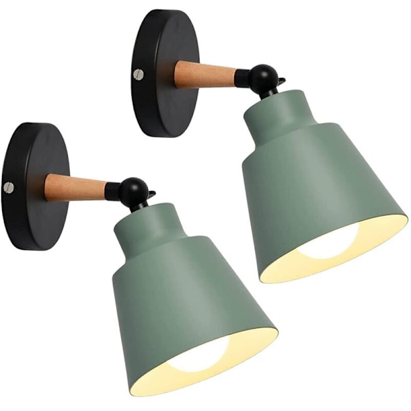 2 Pakker Vintage Industrielle Vegglamper Taklamper E27 Metall Justerbar Retro Innendørs Vegglampe for Soverom Kjøkken Restaurant (Ingen Bryter, Grønn)