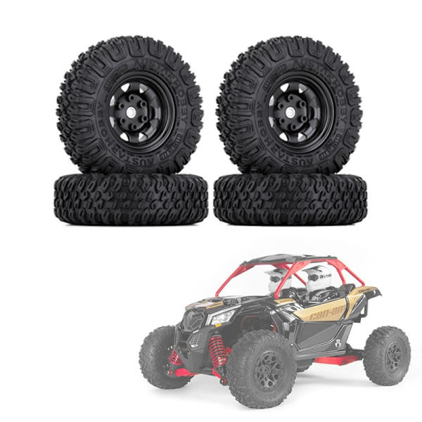 4 kpl 85 mm 1,55 metalli Beadlock vanteet renkaat sarja 1/10 RC Crawler auto Axial Jr D90, musta