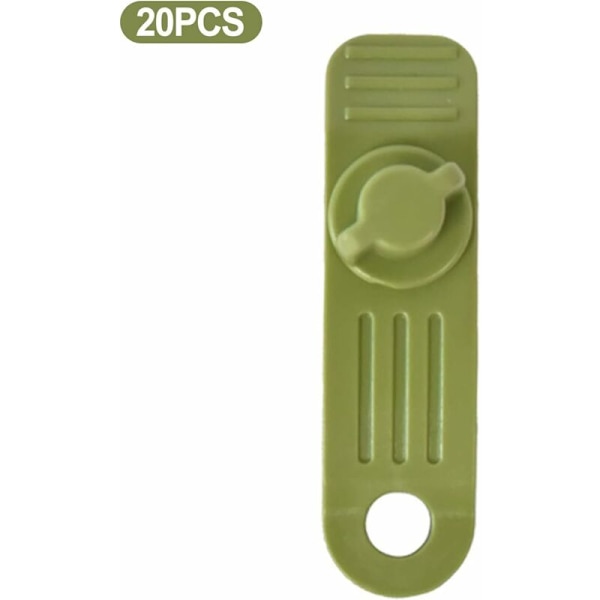 20 stk. Plastikclips til Camping Tarp, Teltskjul, Vindtætte Clips - Grøn