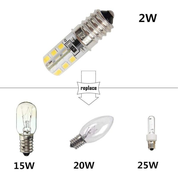 2-pack E14 2W LED-lampor för kylskåp - Varmvit 3000K