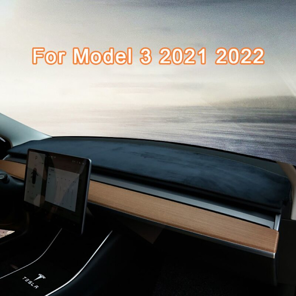 Instrumentpanelsskydd för Model 3 2017 2018 2019 2020 2021 2022 Bil Anti-UV-dynor Interiör
