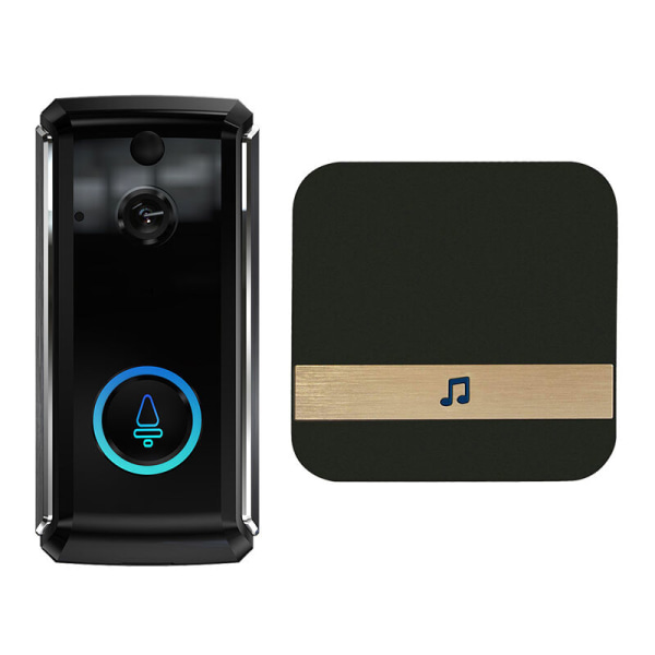 Visuell smart wifi-intercom dörrklocka låg strömövervakningsdörrklocka med mottagare smart röstintercom trådlös dörrklocka (EU-kontakt)