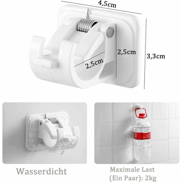 4 stk. selvklæbende gardinstangskroge, ingen boring, klæb på gardinstang, gardinstangsholder, ingen boring, gardiner eller håndklædestænger