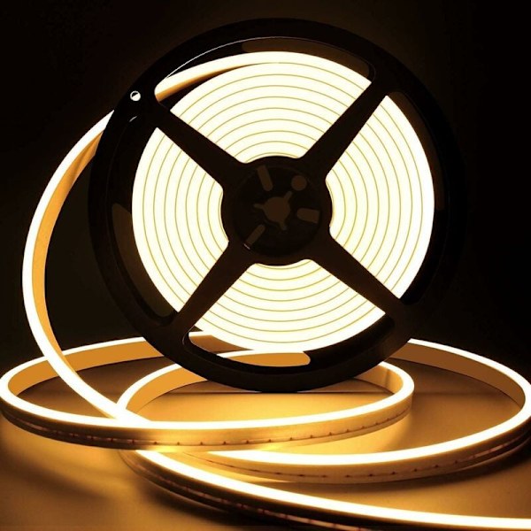 Lamomo 5M LED-lysstripe, varm hvit dimbar LED-lysstripe, 12V silikon IP67 vanntett 3000K klippbar fleksibel neonlys for soverom, kjøkken