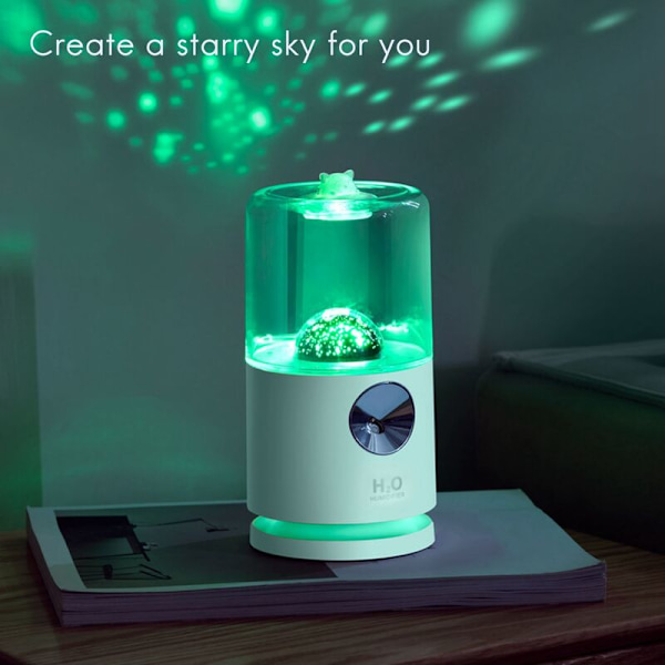 Rotation Projection Humidifier Hushållskontor Färgglad Nattljus Spray Fuktgivande Mätare Luftrenare