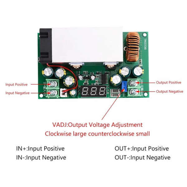 600W Högpresterande DC-DC Justerbar Spänningsreducerande Strömförsörjningsmodul med Spänningsvisning Buck Converter 12V-75V till 2.5V-50V