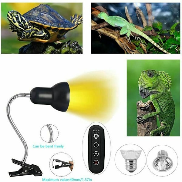 LED UVA UVB Pærer, Reptil Lampe Opvarmning Landskildpadde Lampe med Lang Base til Reptiler og Padder [Energiklasse A +] Bordlampe