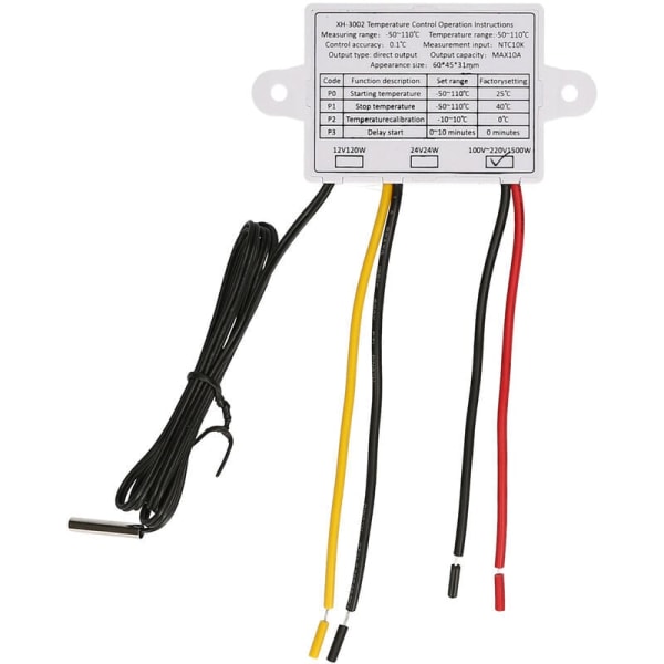 Termostat og temperaturprogrammering Lille digital termostat, intelligent temperaturkontrolkontakt, forsinket start, omvendt forbindelsesbeskyttelse T