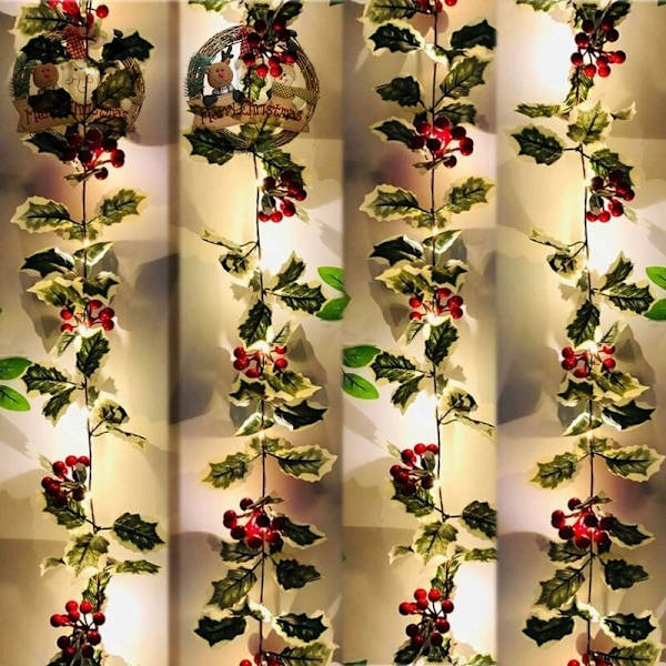 Julelyslenke med LED-lys, Pin Copper Kobbertråd Lampetråd Lysledning for Jul / Fest / Bryllup / Hjemmedekorasjon (Røde Frukter) Rød
