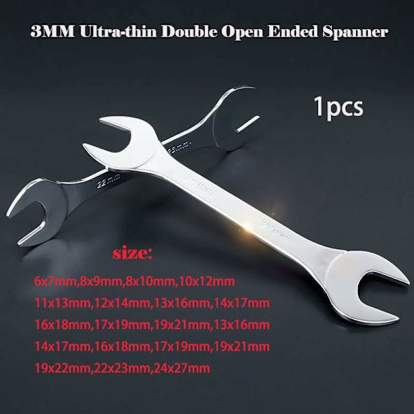 Dobbelsidig fastnøkkel - 19 x 21mm - Ultratynn - For bruk under begrensede forhold