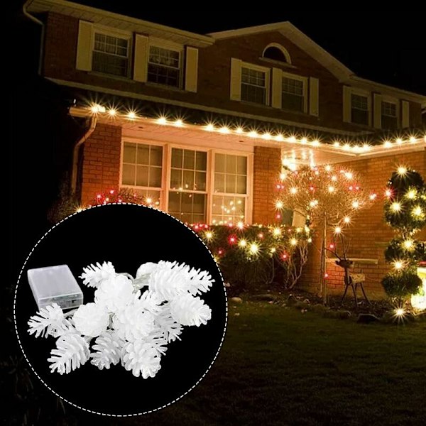 10 LED Pinjekongle Julelys, Fe-strenglys Batteridrevet Innendørs Utendørs Dekor for Juletre Fest Bryllup Hjem Soverom Vegg Hage Eller