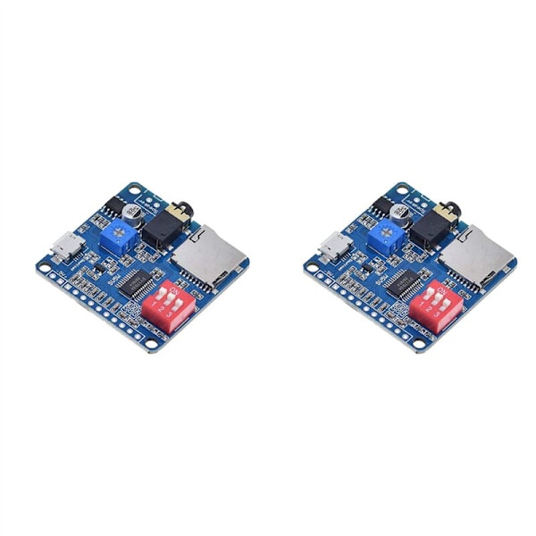 2X DY-SV5W Stemmeavspillingmodul for MP3 Musikkspiller Forsterker SD/TF Kort 5W Innebygd UART I/O Utløser