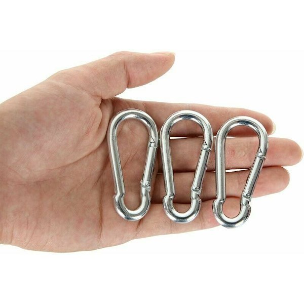 M6 Rustfrit Stål Karabiner, 20 STK Hårdt Arbejde Fastgørelseskarabiner - Rustfrit Stål Karabiner 120kg/260lb Belastningskapacitet, 304 Sving Karabiner Krog