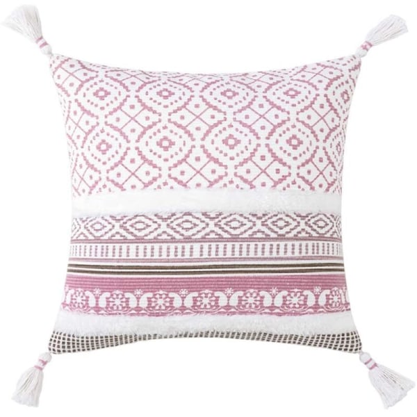 Boho Throw Pillow Decorative Moroccan Pillow Covers with Tassels Soft Modern Cushion Cover for Sofa Bedroom,