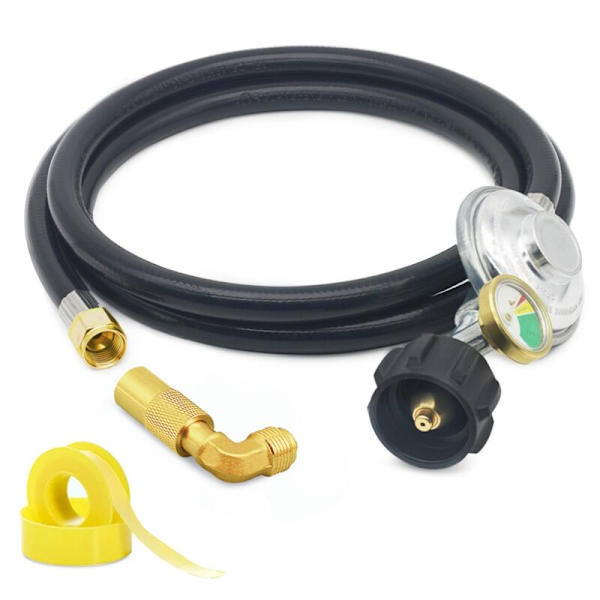 6 fot propangasslange med måler, universell grillutskiftningsdeler QCC1 90 graders albue adapter