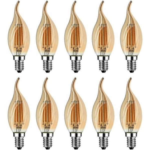 E14 LED-flamlampa, 4W motsvarande 40W halogen/glödlampa, varmvit 2700K, infälld LED-ljusflamma, 360° strålkastare, CRI80, brunt glas, förpackning