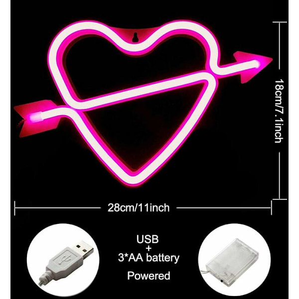 Cupid Neonbelyst Cupid-skilt Veggdekor, Batteri- og USB-drevet Rose Cupid Neonlys Vegglampe Innendørs Soveromslys, Valentinsdag, Chri