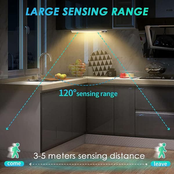 LED-skaplys, 120 LED-sensorlys, oppladbart dimbart sensorlys med bevegelsessensor, for skap