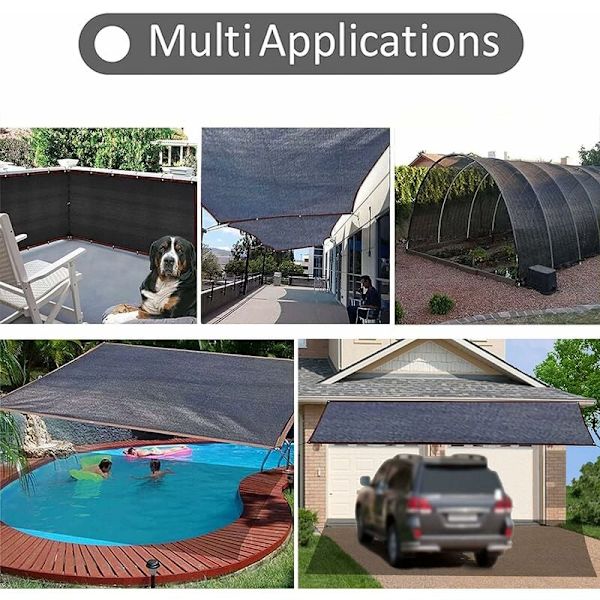 Skuggduk - Trädgårdsskuggning med öljetter Utomhusskuggöverdrag för Pergola, Patio, Växter, Växthus, Hönshus, Svart, 90% Skuggning (