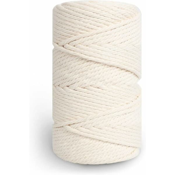 Makramérep 5mm×100m, 100% bomullsgarn för makramé, bomullssnöre för DIY, dekoration, stickning, present - beige
