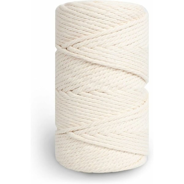Makramétau 5mm×100m, 100% bomullsgarn for makramé, bomullssnor for DIY, dekorasjon, strikking, gave - Beige