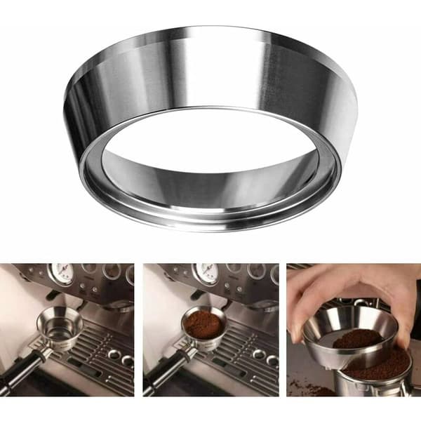 Espressodoseringstrakt, doseringsring i rustfritt stål for kaffemaskiner (54 mm)