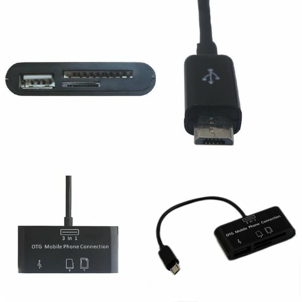 USB-tilslutningssæt Sort multifunktionskortlæser SD -SD HUB til OTG-mobiltelefon