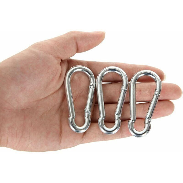 M6 Rustfrit Stål Karabiner, 20 STK Hårdt Arbejde Fastgørelseskarabiner - Rustfrit Stål Karabiner 120kg/260lb Belastningskapacitet, 304 Sving Karabiner Krog