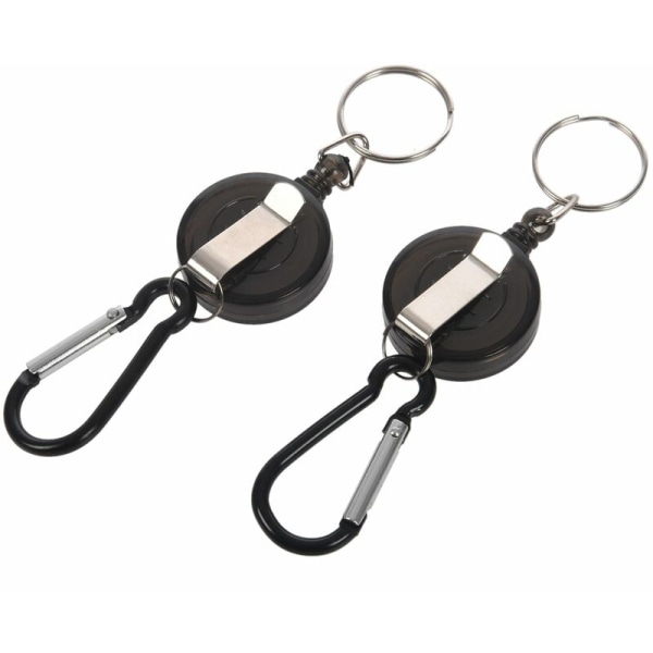 2 stk. Badge Reel-ID kortholder Yoyo Ski Retractable Recoil Farve: Sort Antal: 2 stk.