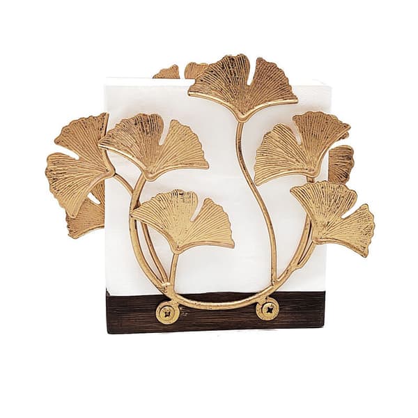 Serviettholder Marmor serviettholder Bordsdekorasjon Svart metall serviettholder Ginkgo blad serviettholder