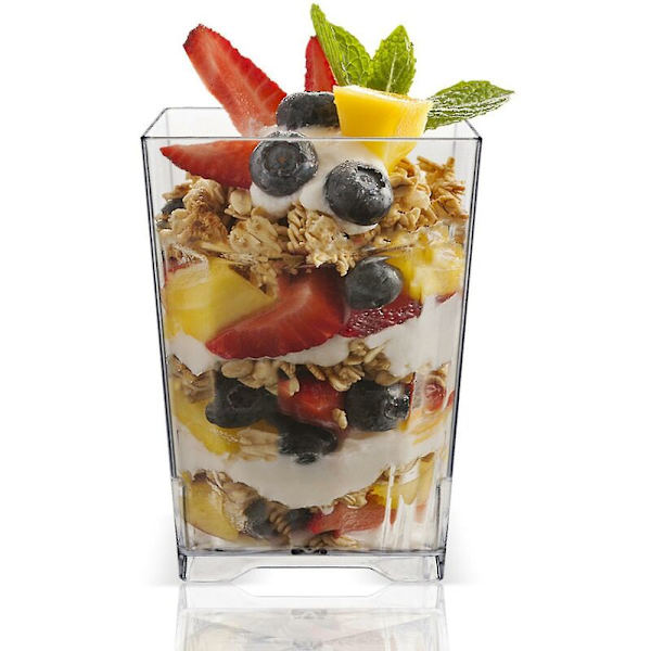 50 stk. gennemsigtige plastik dessertkopper, mini dessertkopper, ideelle til desserter, budding, mousse, multi-parfa