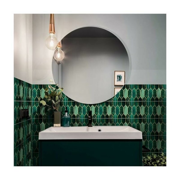 10st vattentäta väggkakelklistermärken för kök och badrum, holografiskt smaragdmönster, grönt, 15x15cm