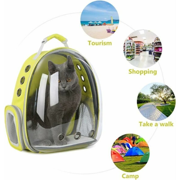 Bærbar gennemsigtig rejse kæledyr bæretaske åndbar rumkapsel boble kat hund bæretaske rygsæk til shopping vandreture gåture cykling udendørs, Ye
