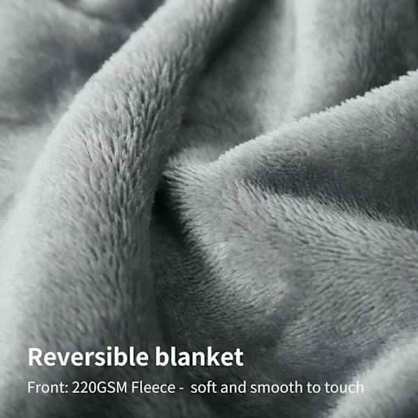 Grå Fleece Tæppe - Sherpa Tæppe - til Sofa - Varm - til Vinter (Grå, 130x150cm)