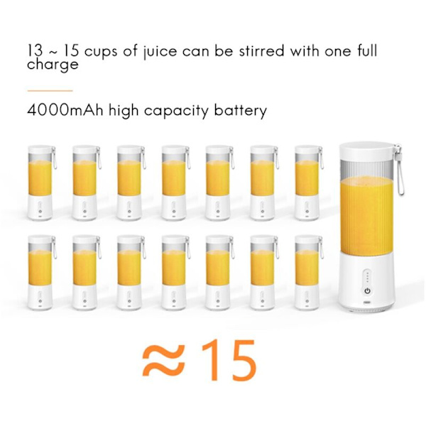 Bärbar Blender, Personlig Storlek för Smoothies och Shakes Juice 16 Oz USB Laddningsbara Blendrar Svart