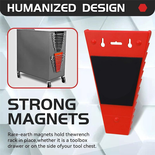 4-pakks magnetisk nøkkelorganisator, organiseringsskuff for verktøykasse og magnetisk nøkkelholder veggmontering