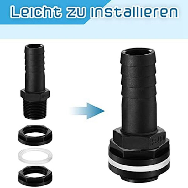Sæt med 2 regnvandsbeholder fittings 25mm regnvandsbeholder fitting med slangeklemmer IBC tøndeforbindelse til regn (50cm)