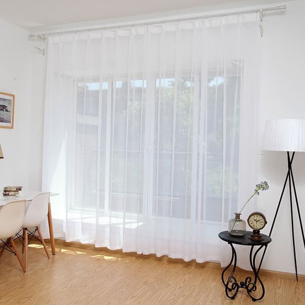2 stk. Super bløde store håndfølelse hvide tylgardiner til moderne dekoration Solid Chiffon Voile Transparent Voile