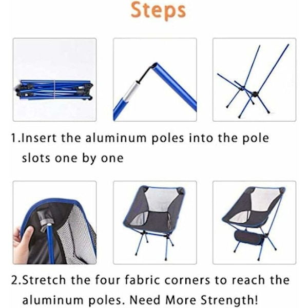 Bærbar Ultralet Foldbar Stol Med Opbevaringspose Aluminium Legering Oxford Stole Til Udendørs Sport Camping Vandreture Fiskeri Kongeblå