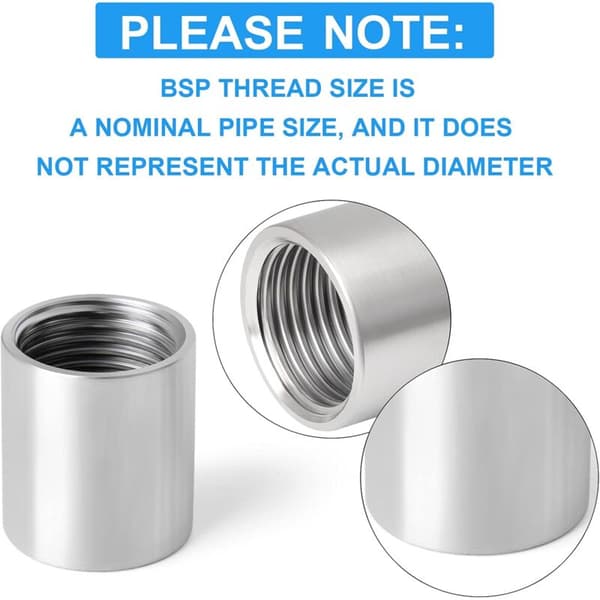 1\" Rustfrit stål gevindhuns lige fitting, 304 rustfrit stål lige konnektorer, hunlige rørfittings, 5 stk. (DN25)