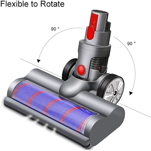 Turbo Elektrisk Motoriseret Børste til Dyson V7 V8 V10 V15 V11 V12 Hurtig Udløsning med Bløde Rullebørster med LED-lys