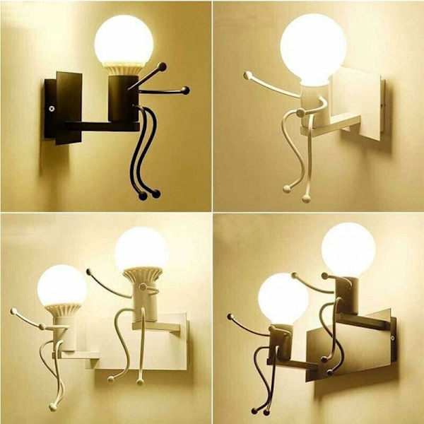 Kreative væglamper E27 Moderne Jern Indendørs Lampe Væglamper Lysarmaturer, Tegneserie Design Børneværelse Væglampe, Gang, Soveværelse, Køkken, B