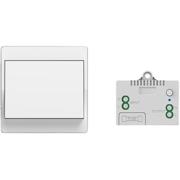Mini Wireless Light Switch Kit, ingen ledning utan batteri Enkel installation (1 RF Switch och 1 Recevier)