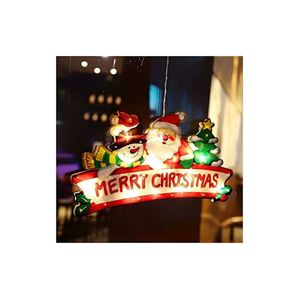 Julepyntlys, 10 LED hengende lys med sugekopp, God Jul glassvindu dekorasjonslys, Juletre dekorasjonslys